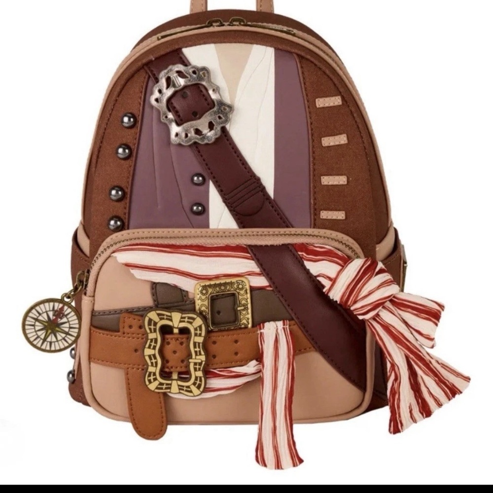 Loungefly Brown and Beige Backpack with Striped Accent